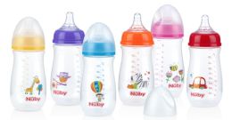 24 Wholesale Nuby Wide Neck Bottle,medium Flow, AntI-Colic Air System. 3 Pack