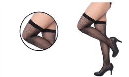 120 Wholesale Ladies Black Printed Knee High
