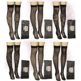 120 Wholesale Ladies Black Knee High Assorted Prints