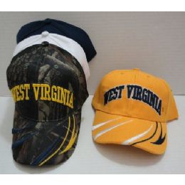 24 Wholesale West Virginia Hat [stripes On Bill]