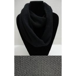 72 Units of Knitted Loop Scarf [black Only] - Winter Sets Scarves , Hats & Gloves