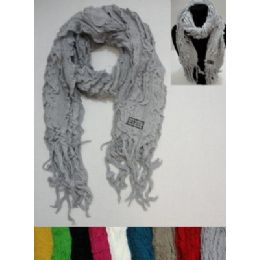 72 Units of Knitted Ruffled Scarf With Fringe - Winter Sets Scarves , Hats & Gloves