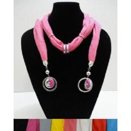 12 Wholesale Scarf NecklacE--Two Color Rings With End CharmS--76"
