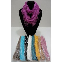 72 Pieces Sheer Loop Scarf With Fringe - Winter Scarves