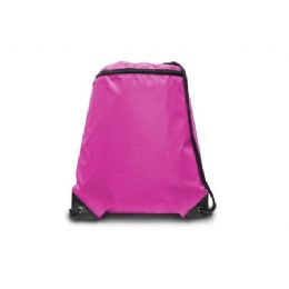 60 Units of Zipper Drawstring Backpack - Hot Pink Color - Lunch Bags & Accessories