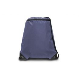 60 Wholesale Zipper Drawstring Backpack - Navy Color