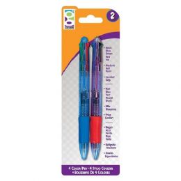 96 Wholesale Home Office 2-Ct 4-Color Pen Pack