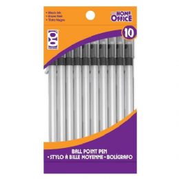 48 Wholesale Home Office 10-Ct Black Stick Pen Pack
