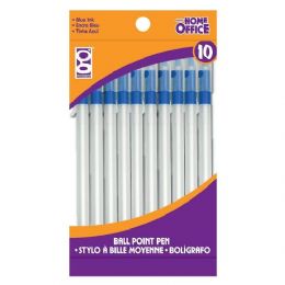 48 Wholesale Home Office 10-Ct Blue Stick Pen Pack