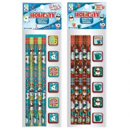 48 Wholesale 10-Ct Holiday Scented Pencils With Erasers