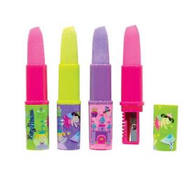 96 Wholesale Fairy Princess Lipstick Sharpener With Eraser