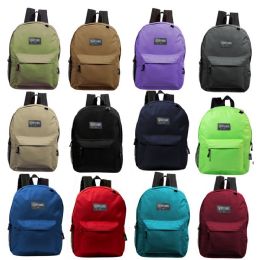 24 Bulk 17" Kids Basic Backpack In 12 Randomly Assorted Colors