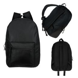 24 Pieces 17" Kids Basic Black Backpack - School and Office Supply Gear