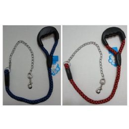 24 Wholesale 40" Pet Leash With Gripper Handle [rope & Chain]