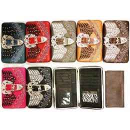 36 Pieces Rhinestone Wings With Buckle Design Western Wallets - Wallets & Handbags