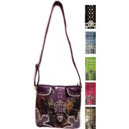 24 Units of Camouflage Rhinestone Western Buckle Sling Bags Purses - Leather Purses and Handbags