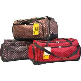 8 Wholesale 8 30" Polka Dots Tote -Brown W Aqua Dots