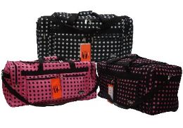 12 Wholesale 30" Pink With Black Polka Dots Tote