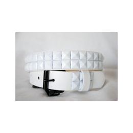 48 Pieces White 2-Row Pyramid Studded Kids Belt Unisex Boy Girl - Unisex Fashion Belts