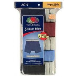 48 Pieces Fruit Of The Loom Boy's 5 Pack Boxer Briefs - Boys Underwear