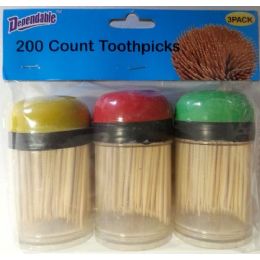 48 Pieces 3 Pack Toothpicks With Plastic Holders - Toothpicks