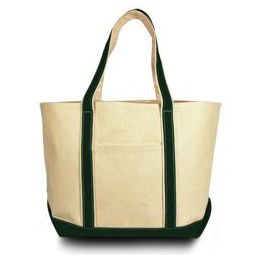 24 Bulk Windward Large Cotton Canvas Classic Boat Tote In Natural And Forest