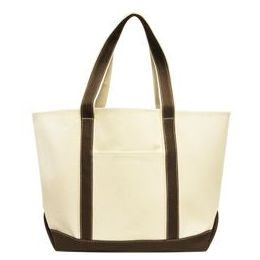 24 Units of Carmel Classic Xl Cotton Canvas Boat Tote In Brown - Tote Bags & Slings