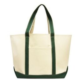 24 Units of Carmel Classic Xl Cotton Canvas Boat Tote In Forest - Tote Bags & Slings