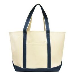 24 Units of Carmel Classic Xl Cotton Canvas Boat Tote In Navy - Tote Bags & Slings