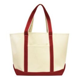 24 Units of Carmel Classic Xl Cotton Canvas Boat Tote In Red - Tote Bags & Slings