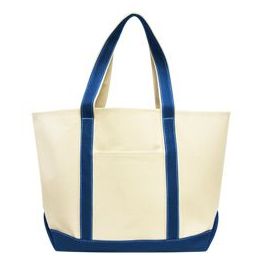 24 Units of Carmel Classic Xl Cotton Canvas Boat Tote In Royal - Tote Bags & Slings