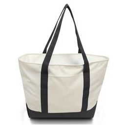 24 Wholesale Bay View Giant Zipper Boat Tote With Black
