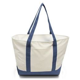 24 Wholesale Bay View Giant Zipper Boat Tote In Navy