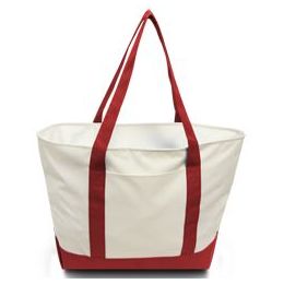 24 Wholesale Bay View Giant Zipper Boat Tote In Red