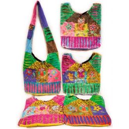 10 Pieces Small Nepal Sling Bags Handmade Owl Flower Patch Design - Handbags