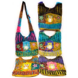 10 Pieces Handmade Nepal Hobo Bags Owl Flower Patch Design - Handbags