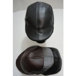 48 Wholesale Men's Newsboy Cap [leathery]