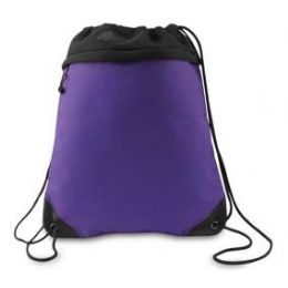 24 Wholesale Coast To Coast Drawstring Pack - Purple And Black