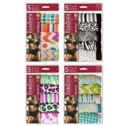 24 Pieces of 5 Pack Assorted Prints Bikini Panties Cotton Bikini