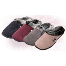 30 Wholesale Fake Suede With Faux Fur Trim Women's Slippers