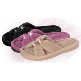 36 Wholesale Brny Collection Women's Terry Double Knots Plush Slipper