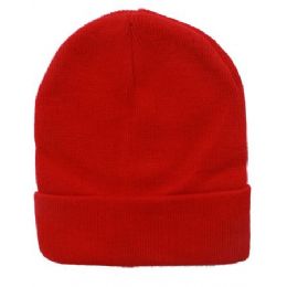 24 Pieces Unisex Solid Red Winter Beanie Hat 12 Inch - Winter Beanie Hats
