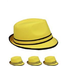 48 Pieces Yellow And Black Fedora Hat - Fedoras, Driver Caps & Visor