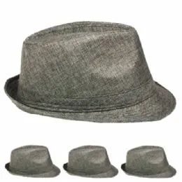 24 Wholesale Silver Color Fedora Hat
