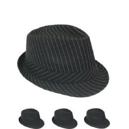 24 Pieces White Pinstripes Black 1920s Gangster Fedora Hat - Fedoras, Driver Caps & Visor