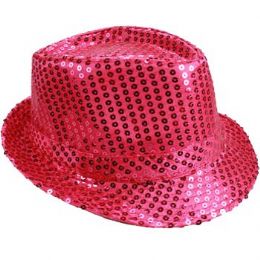 24 Wholesale Pink Sequined Fedora Hat