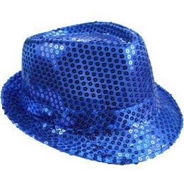 24 Pieces Sparkling Blue Sequin Trilby Fedora Party Hat - Fedoras, Driver Caps & Visor