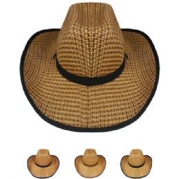 24 Wholesale Lightweight Jute Straw Man Cowboy Hat