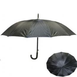 24 Units of Adults Solid Black Umbrella - Umbrellas & Rain Gear