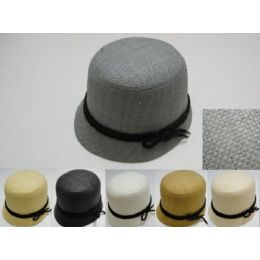 48 Wholesale Ladies Woven Bucket Hat With Black Hat Band